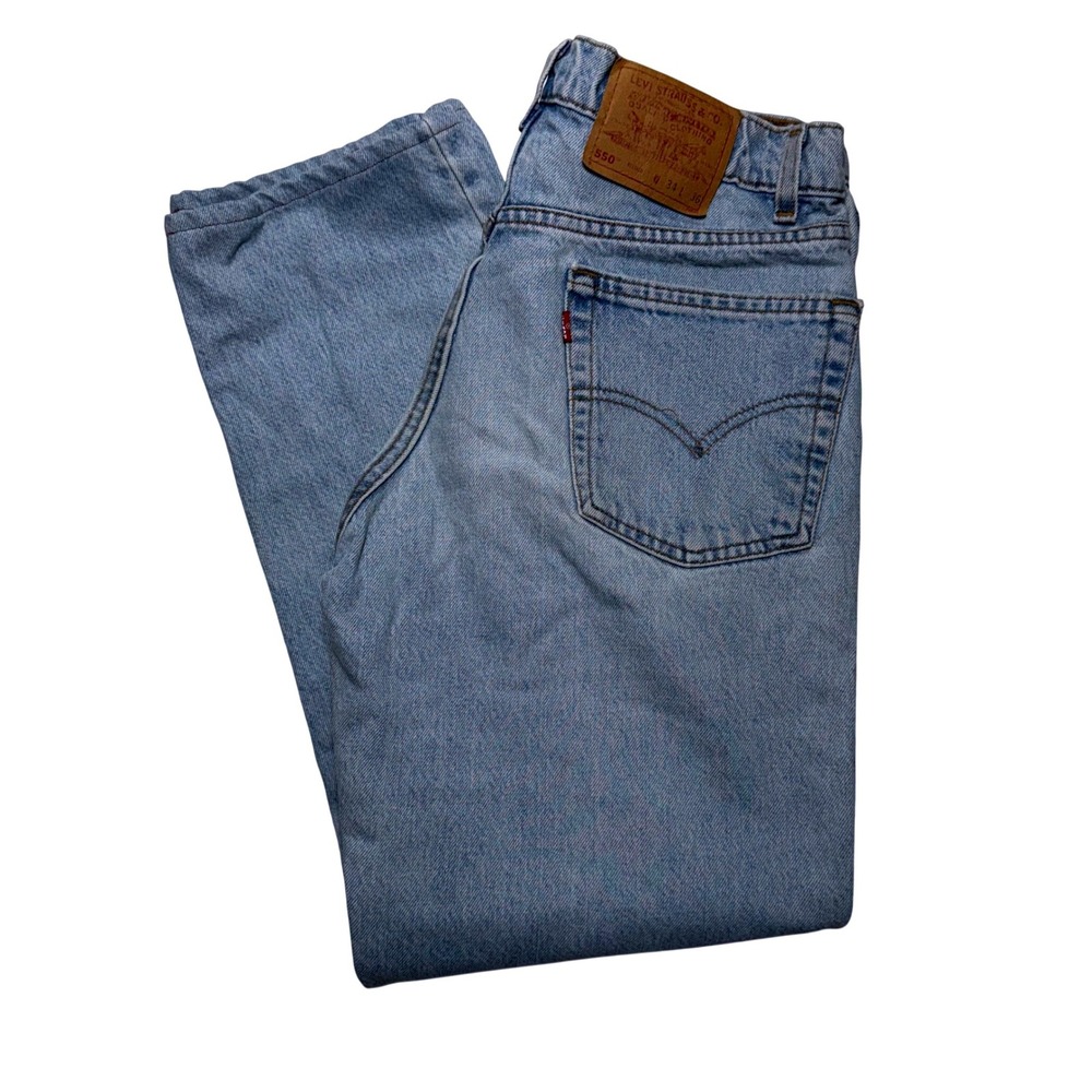 VTG 90s Levis 550 Relaxed Fit Distressed Jeans Mens 34x36 Light Wash Made in USA